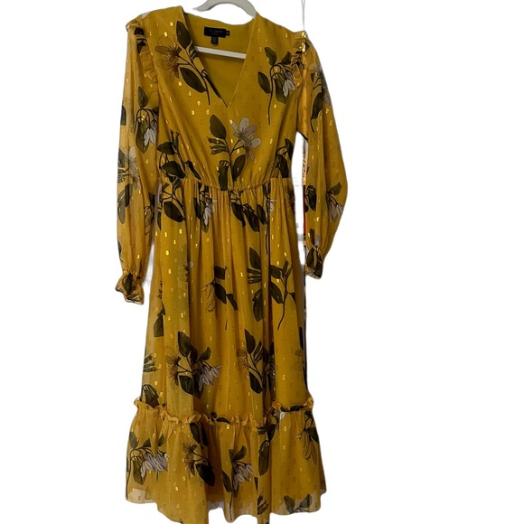 Ted Baker Yellow long sleeve maxi floral dress. Great Condition! - Picture 3 of 3
